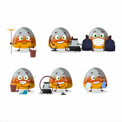 Cleaning service gummy corn cute cartoon character using mop