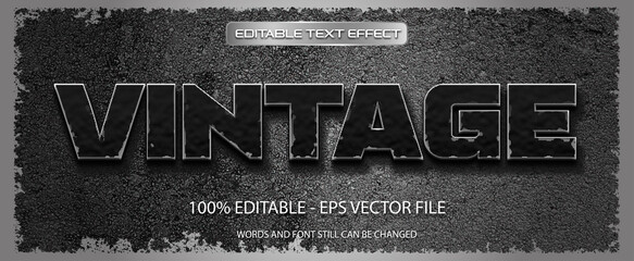 Editable vintage text effect on gray cement texture background
