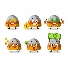 Gummy corn cartoon character with cute emoticon bring money