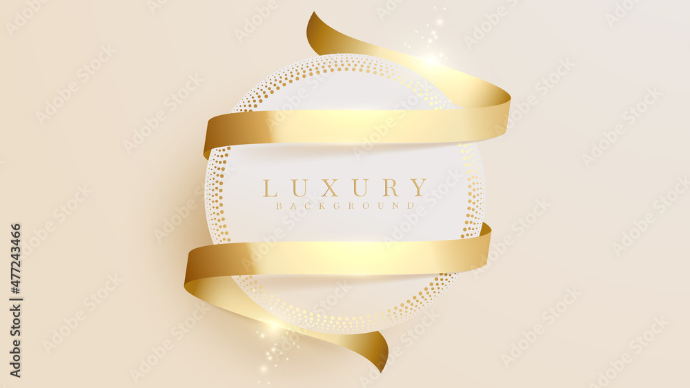Canvas Prints luxury background. circle frame and gold ribbon with glitter light effect element.