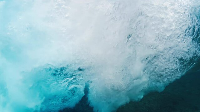 Ocean wave. Powerful clear ocean wave rolls and breaks on the surf spot in Maldives