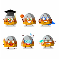 School student of gummy corn cartoon character with various expressions