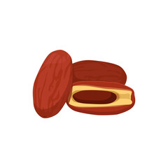 Flat vector of Dates fruit, Kurma isolated on white background. Flat illustration graphic icon