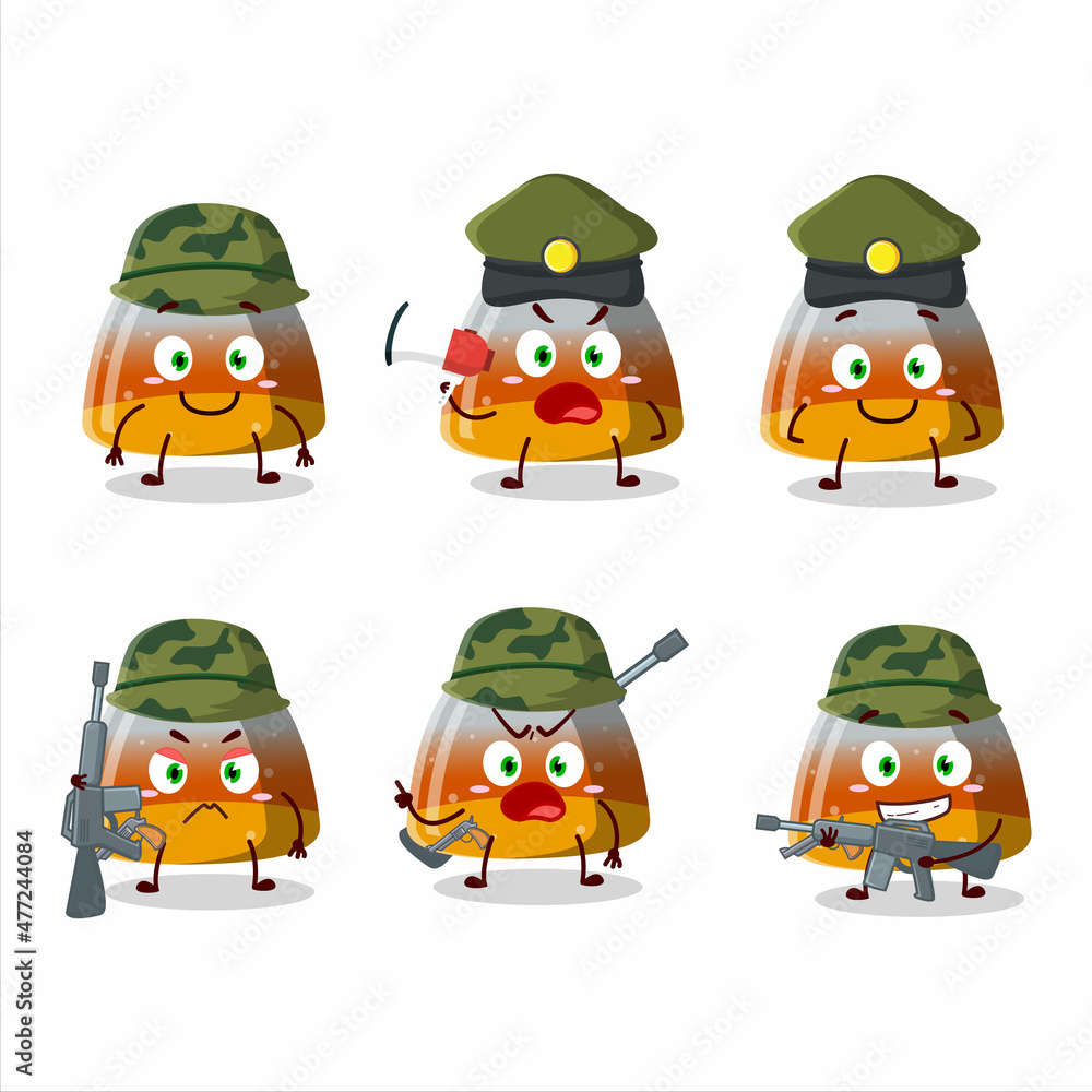 Poster A charming soldier gummy corn cartoon picture bring a gun machine