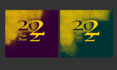 Happy New Year 2022 Social Media Post With Yellow Smoke.