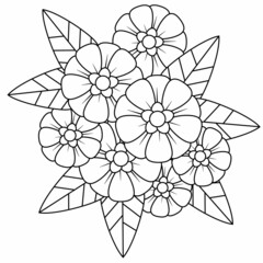 Beautiful Hand Draw Floral Drawing in Black and White for Adult Coloring Book.