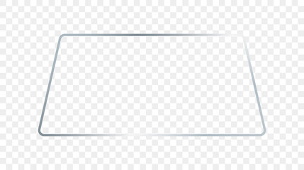 Silver glowing rounded trapezoid shape frame