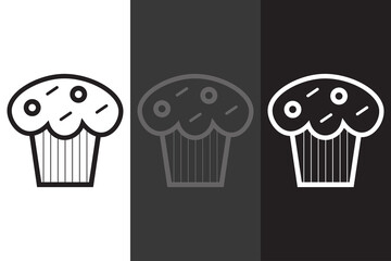 Cupcake Icon Vector Illustration 3 background, Isolated Food Sign.