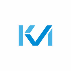 letters km simple check mark symbol geometric logo vector