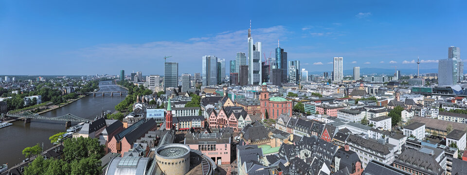 Panorama of Frankfurt am Main, Germany. View from the tower of Frankfurt Cathedral.