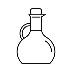 The jug icon. The contour of a glass jug with a stopper for various liquids. Vector illustration isolated on a white background for design and web.