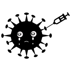 Vector Illustration of Virus Character with cute face, simple hands and leg line art on Isolated Background. Flat cartoon doodle style.