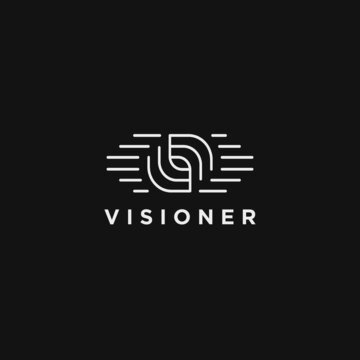 Eye vector logo. Line art style. Creative camera shutter vision logotype. Photo video control sign. Vision Logo concept idea.