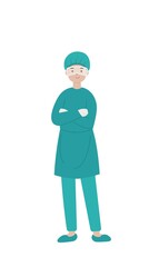 Surgery staff medical worker wearing face mask isolated on white background, cartoon comic vector character