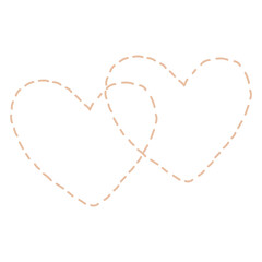 Love symbol. Heart. Dotted lines. Stitched with threads along the contour