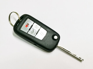 Close up car remote key isolated on white background.