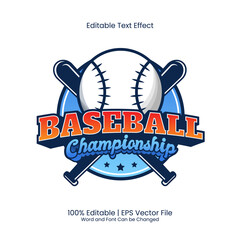 Baseball Championship emblem logo customized text effect editable - obrazy, fototapety, plakaty