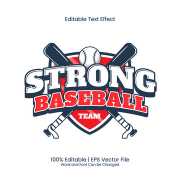 Editable text effect - Strong Baseball Team emblem customized vintage style