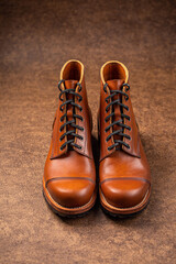 Handcrafted men's brown leather boots 