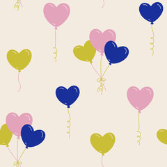 Seamless vector balloon pattern. Multicolor hand drawn balloons background. For fabric, textile, banner, design, wrapping.	