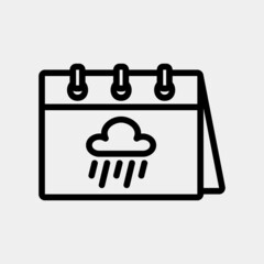 Rainy icon vector illustration in line style about calendar and date, use for website mobile app presentation