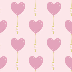 Seamless vector heart balloon pattern. Multicolor love balloons background. For fabric, textile, banner, design, wrapping.