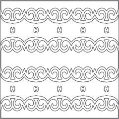Vector ethnic pattern with symmetrical elements . Repeating geometric tiles from striped elements.Monochrome texture.Black and 
white pattern for wallpapers and backgrounds.