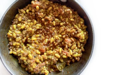 Matki usal , moth curry.
Spicy Moth beans curry is a spicy Indian curry made out of sprouted moth beans. Popular Maharashrian dish mostly eaten with rice or Chapati for lunch or dinner.