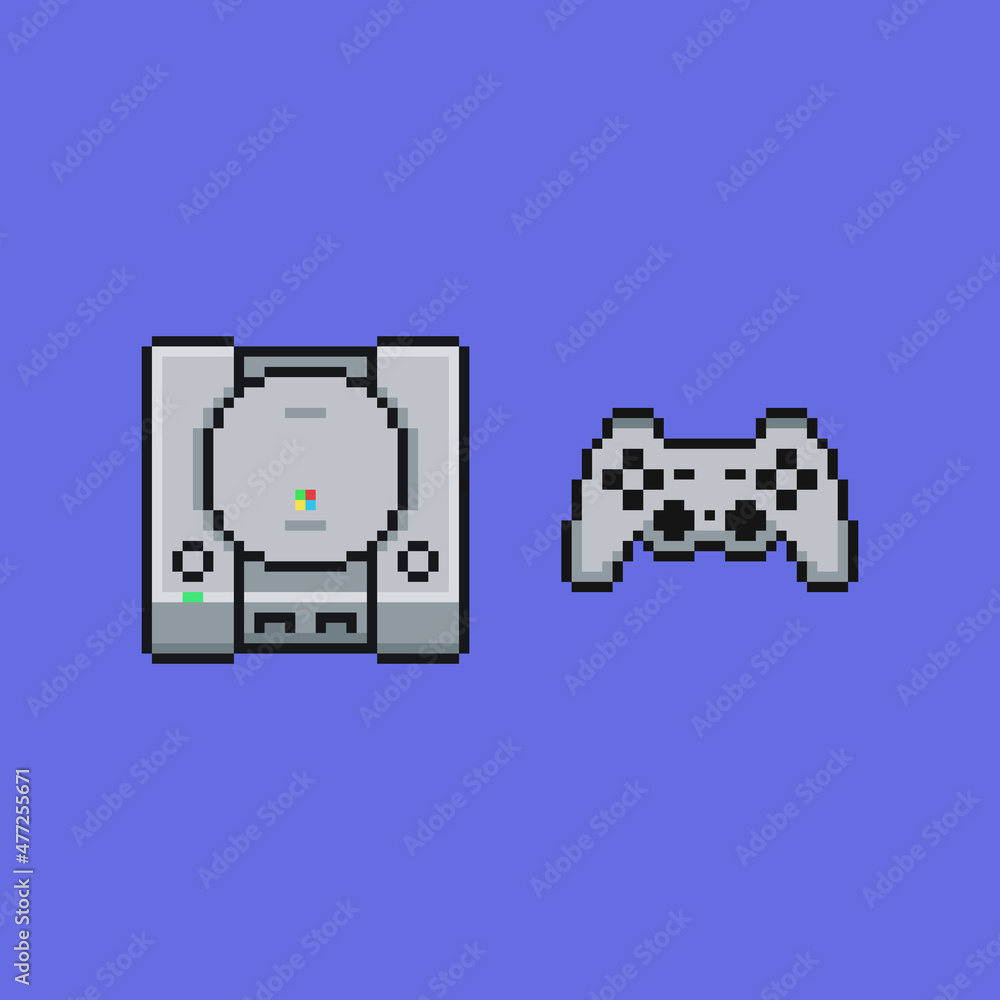 Poster retro classic video game console device and controller set, 8bit vintage icon