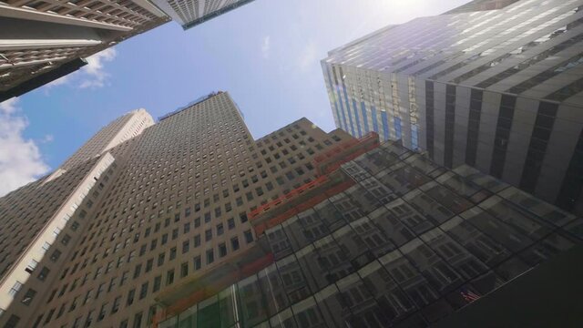 POV on skyscraper buildings in New York City in slow motion 180fps