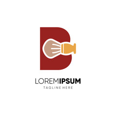 Letter B Shaving Brush Logo Design Vector Icon Graphic Emblem Illustration