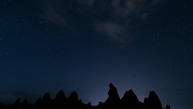 Starry Sky Trona Pinnacles Mojave Desert California Sunset To Night Time Lapse Tilt Up