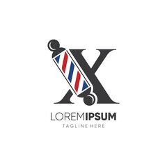 Letter X Barber Pole Logo Design Vector Icon Graphic Emblem Illustration