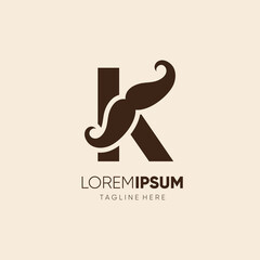 Initial Letter K Mustache Logo Design Vector Icon Graphic Emblem Illustration