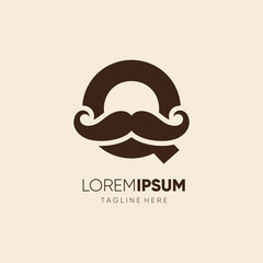 Initial Letter Q Mustache Logo Design Vector Icon Graphic Emblem Illustration