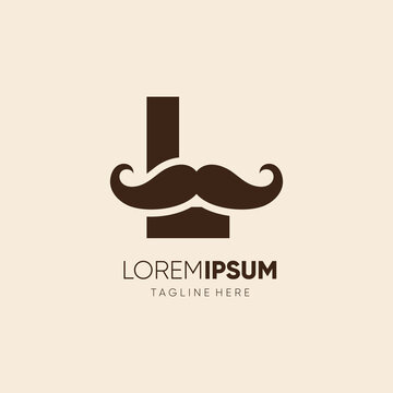 Initial Letter L Mustache Logo Design Vector Icon Graphic Emblem Illustration