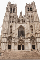 Fototapeta premium St. Michael and St. Gudula Cathedral. Beautiful gothic cathedral in Brussels, Belgium