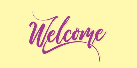 Cursive Typographic Template Design of Welcome. Creative Calligraphy of Welcome Word. Editable Illustration.