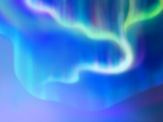 絶景背景ー青い夜空に流れるミントグリーンのオーロラ