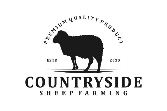 Vintage Sheep Lamb Livestock Farm Stamp Label logo design