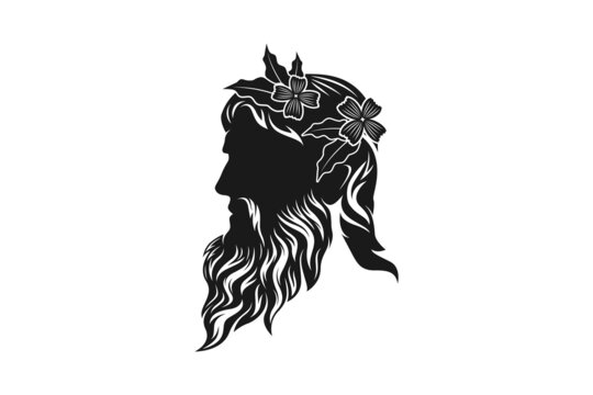 recommend clip art: Zeus Triton Neptune King Face with Beard and Mustache logo design
                    