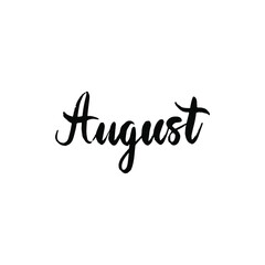 August Handwritten Brush Lettering. Vector Illustration of Hand Drawn Painting Calligraphy.