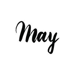 May Handwritten Brush Lettering. Vector Illustration of Hand Drawn Painting Calligraphy.