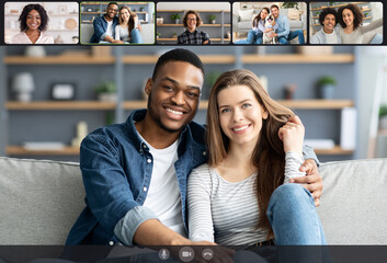 Young friends making online videochat at home, screenshot