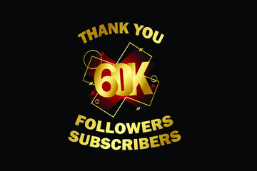 60K, 60.000 Followers, Subscribers, Thank you for Social Media, Internet - Vector