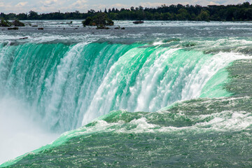 waterfalls in the summer blue green