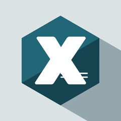vector Initial letter X hexagon flat design with shadow. universal icon design template.