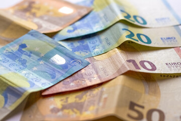 European money as colorful background. Selective focus