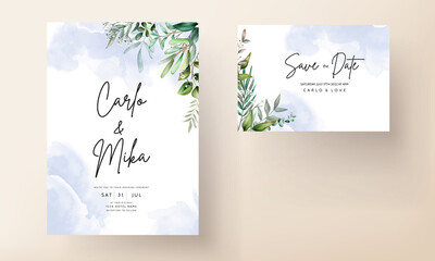 Fototapeta na wymiar Beautiful leaves wedding invitation card template