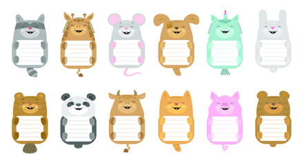 Set of cute animals. Cartoon characters